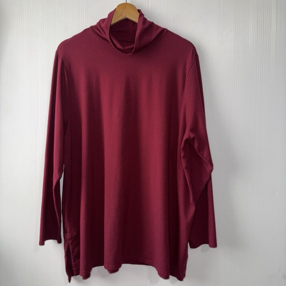 J Jill Womens Luxe Supima Turtleneck Tunic Size 2X Holiday Christmas Red